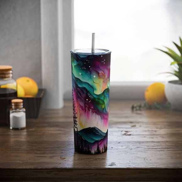 Northern Lights 20oz Steel Tumbler With Straw - Picture 4 of 8